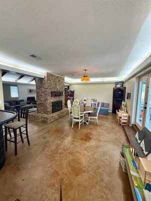 Dining room, Fireplace, Interior, Stone Walls