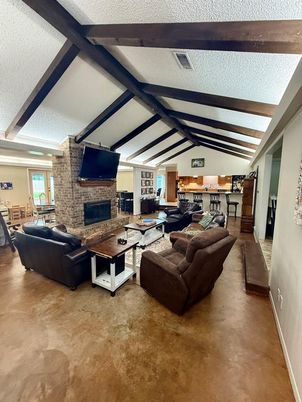 Fireplace, Interior, Living room, Stone Walls, Wooden Beams