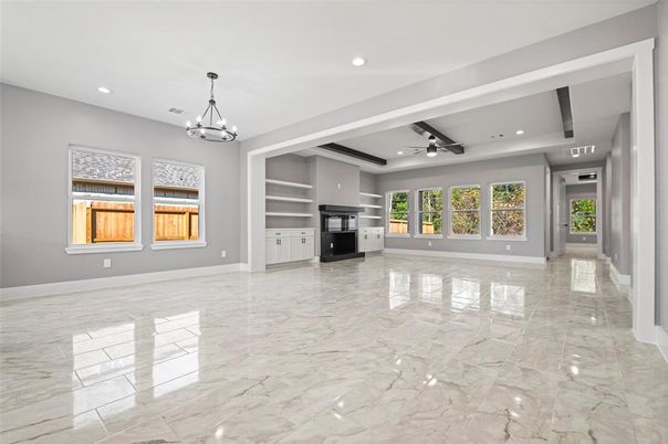 Chandelier, Empty room, Interior, Marble, Pendant Lights, Recessed Lighting