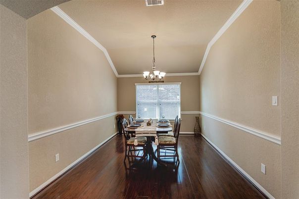 Chandelier, Dining room, Interior, Wood Texture Flooring