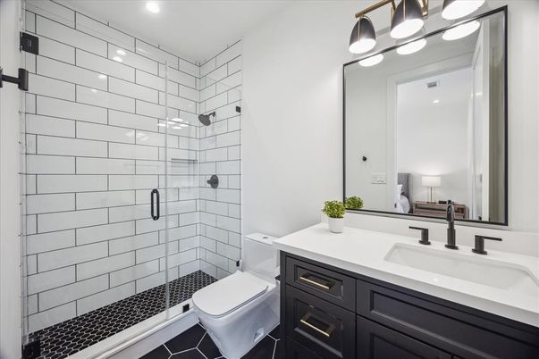 Bathroom, Glass Shower, Interior, Recessed Lighting
