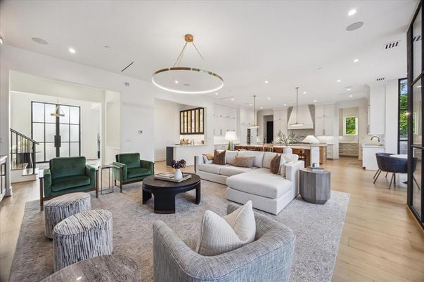 Interior, Kitchen, Living room, Pendant Lights, Recessed Lighting, Wood Texture Flooring