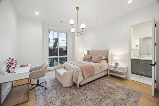 Bathroom, Bedroom, Home Office, Interior, Marble, Pendant Lights, Recessed Lighting, Wood Texture Flooring