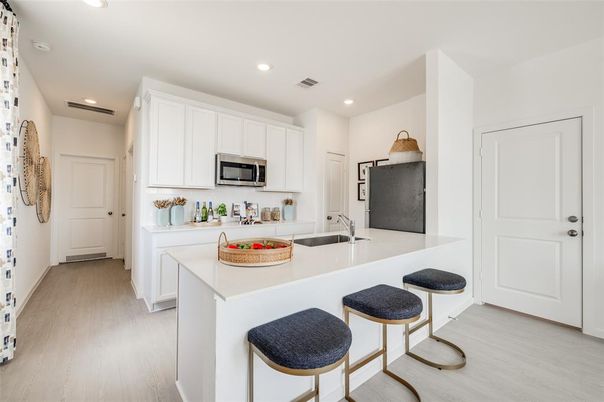 Interior, Kitchen, Recessed Lighting, Wood Texture Flooring