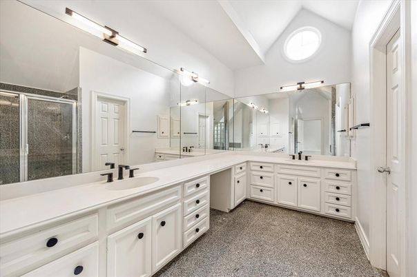 Bathroom, Dual Sink Vanities, Glass Shower, Interior