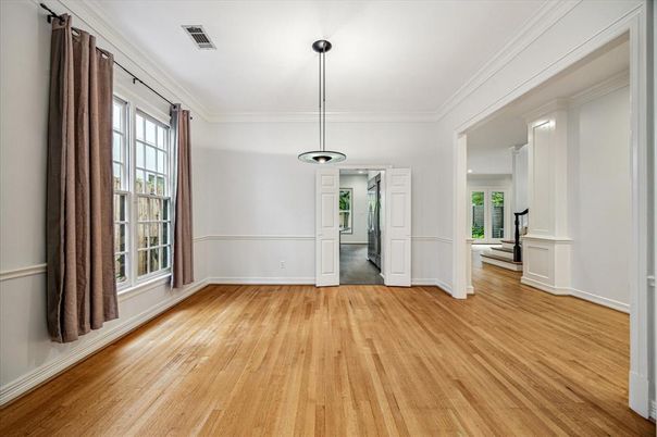 Empty room, Interior, Pendant Lights, Wood Texture Flooring