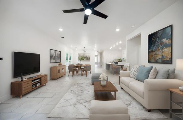 Dining room, Interior, Living room, Pendant Lights, Recessed Lighting