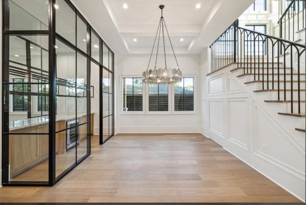 Chandelier, Interior, Pendant Lights, Recessed Lighting, Wood Texture Flooring