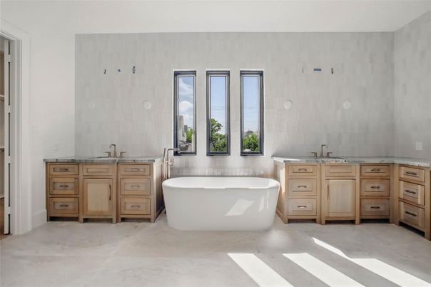 Bathroom, Dual Sink Vanities, Free Standing Baths, Interior, Marble