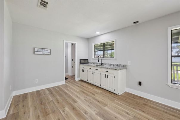 Interior, Kitchen, Recessed Lighting, Wood Texture Flooring