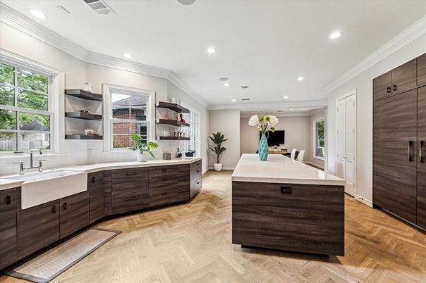 Interior, Kitchen, Recessed Lighting, Wood Texture Flooring