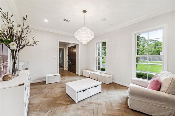 Chandelier, Interior, Recessed Lighting, Wood Texture Flooring