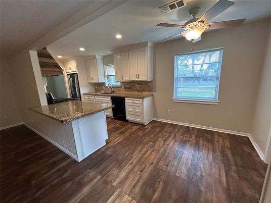 Interior, Kitchen, Recessed Lighting, Wood Texture Flooring
