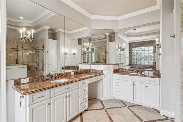 Bathroom, Dual Sink Vanities, Glass Shower, Interior, Recessed Lighting