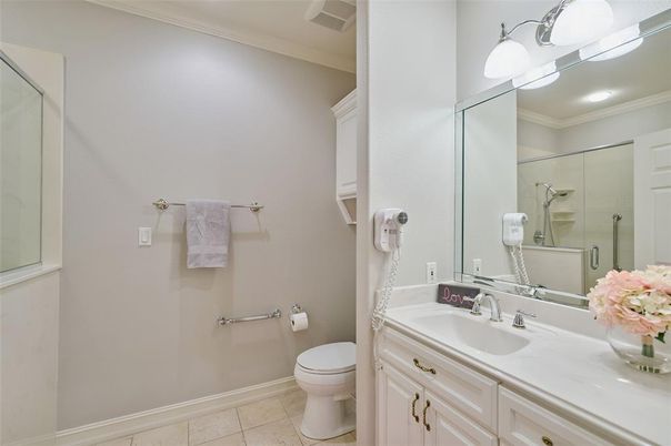 Bathroom, Glass Shower, Interior, Recessed Lighting