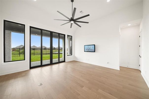 Empty room, Interior, Recessed Lighting, Wood Texture Flooring