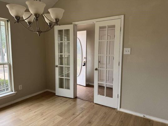 Chandelier, Empty room, Interior, Wood Texture Flooring
