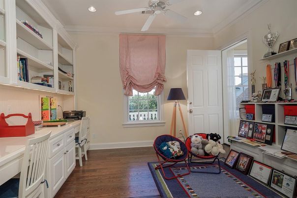 Home Office, Interior, Recessed Lighting, Wood Texture Flooring