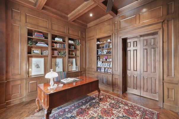 Home Office, Interior, Recessed Lighting, Wooden Beams, Wooden Ceilings, Wood Texture Flooring, Wooden Walls