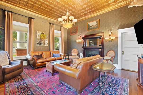 Chandelier, Fireplace, Interior, Living room, Wooden Ceilings, Wood Texture Flooring