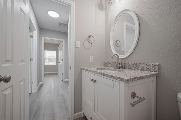 Bathroom, Interior, Recessed Lighting, Wood Texture Flooring