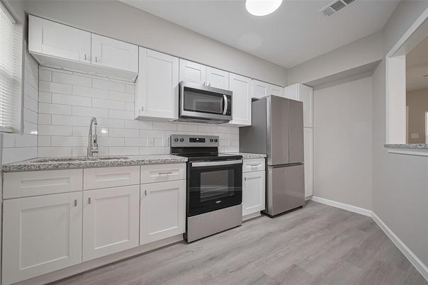 Interior, Kitchen, Stainless Steel Appliances, Wood Texture Flooring