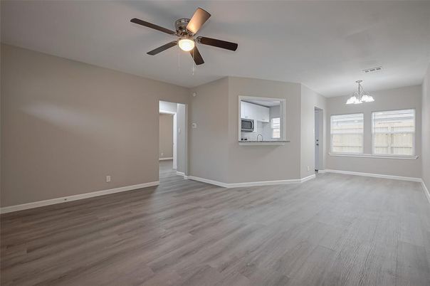 Chandelier, Empty room, Interior, Wood Texture Flooring