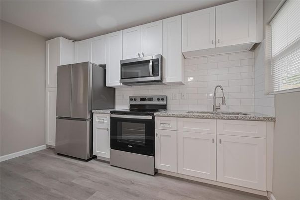 Interior, Kitchen, Stainless Steel Appliances, Wood Texture Flooring