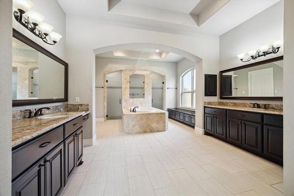 Bathroom, Dual Sink Vanities, Glass Shower, Interior, Recessed Lighting