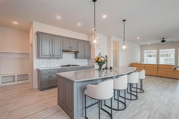 Interior, Kitchen, Pendant Lights, Recessed Lighting, Wood Texture Flooring