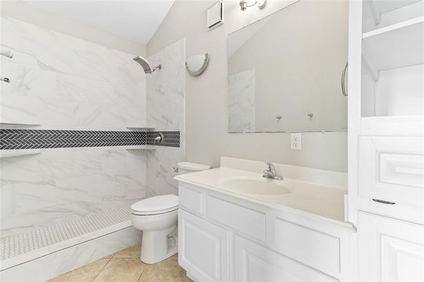 Bathroom, Glass Shower, Interior, Marble Walls