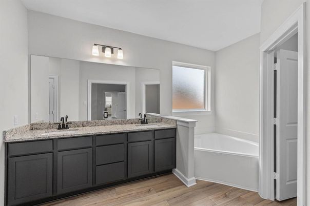 Bathroom, Dual Sink Vanities, Interior, Wood Texture Flooring