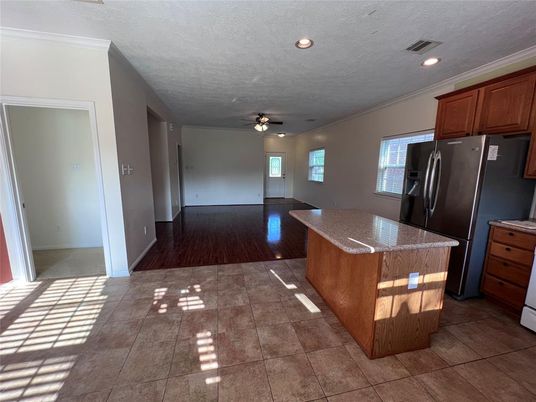 Interior, Kitchen, Recessed Lighting, Wood Texture Flooring