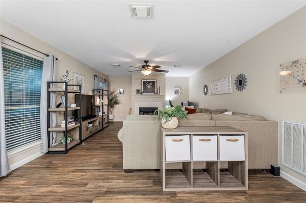 Fireplace, Interior, Living room, Wood Texture Flooring