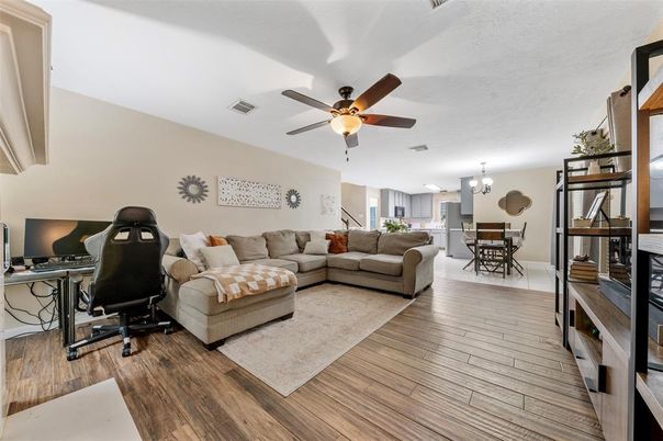 Chandelier, Home Office, Interior, Living room, Wood Texture Flooring