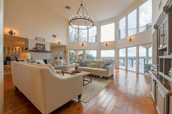 Chandelier, Fireplace, Interior, Living room, Pendant Lights, Wood Texture Flooring