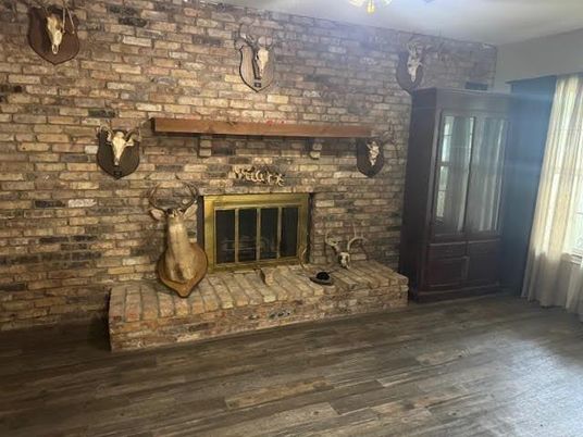 Fireplace, Interior, Stone Walls, Wood Texture Flooring