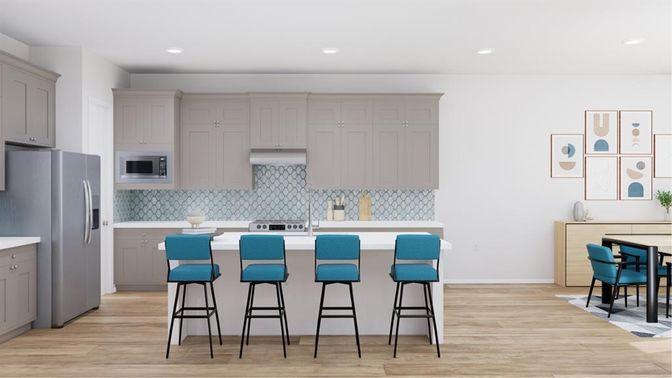 Interior, Kitchen, Recessed Lighting, Wood Texture Flooring