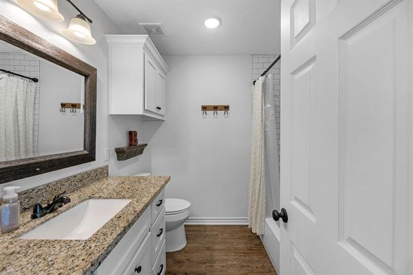 Bathroom, Interior, Recessed Lighting, Wood Texture Flooring