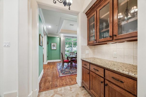 Dining room, Interior, Recessed Lighting, Wood Texture Flooring
