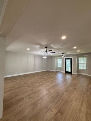 Empty room, Interior, Recessed Lighting, Wood Texture Flooring