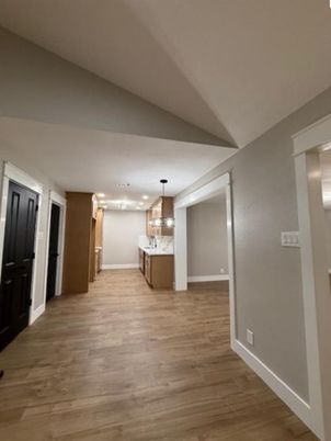 Interior, Kitchen, Pendant Lights, Recessed Lighting, Wood Texture Flooring