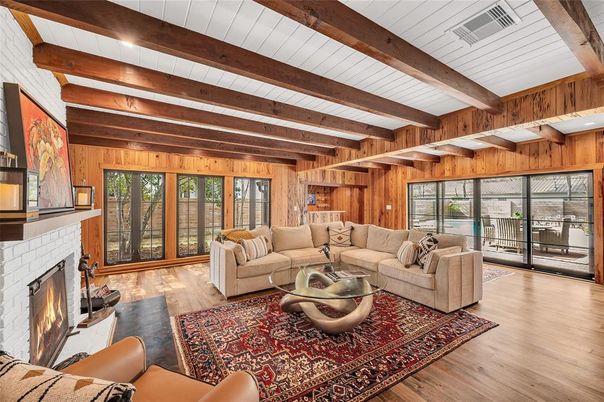 Fireplace, Interior, Living room, Wooden Beams, Wood Texture Flooring, Wooden Walls