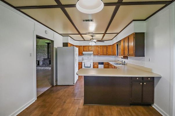 Interior, Kitchen, Wood Texture Flooring