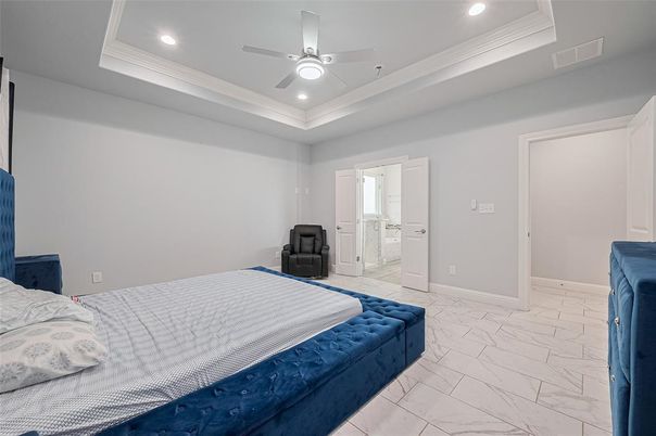 Bedroom, Interior, Marble, Recessed Lighting