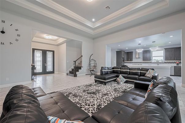 Interior, Kitchen, Living room, Marble, Pendant Lights, Recessed Lighting