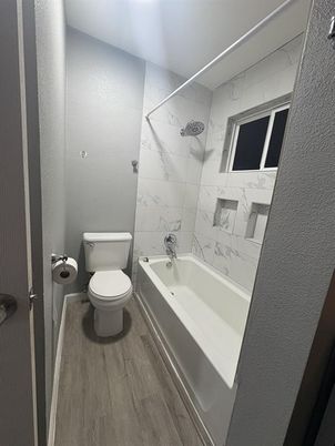 Bathroom, Interior, Marble Walls, Wood Texture Flooring