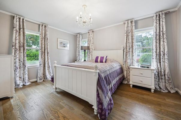 Bedroom, Chandelier, Interior, Wood Texture Flooring
