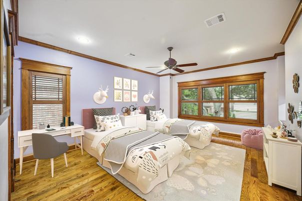 Bedroom, Home Office, Interior, Recessed Lighting, Wood Texture Flooring