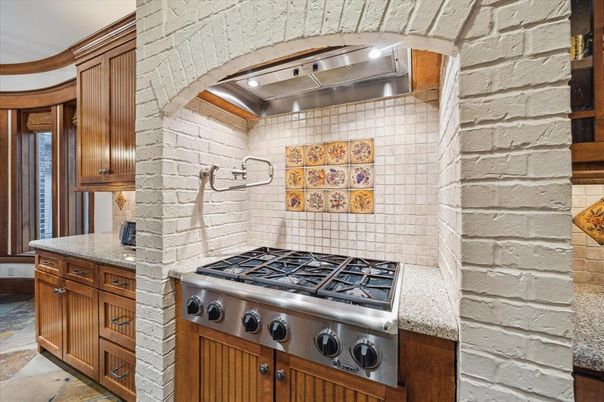 Interior, Kitchen, Stainless Steel Appliances, Stone Walls
